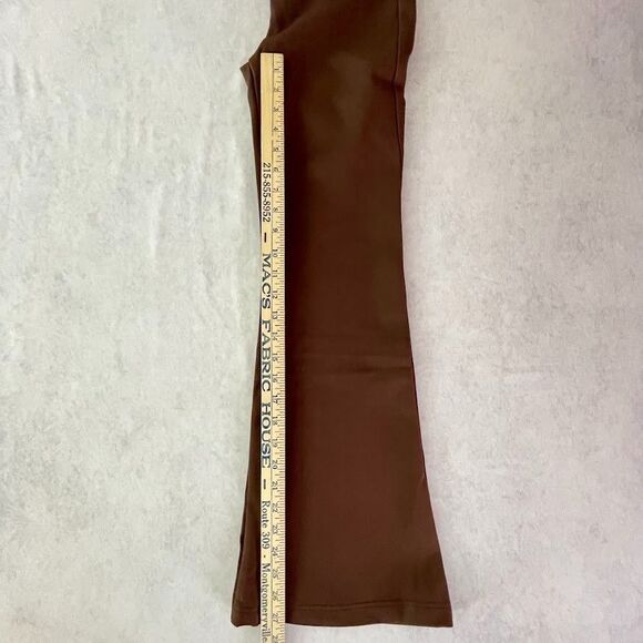 OGL Ponte High Rise Flared Pants Womens Size XS Brown Slimming Flat Front Pullon - Picture 12 of 13